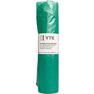 VTK Spande/Affaldspose Grøn 30 l 20 rl 48,5 x 55 cm 28 my 25 ps/rl (04000131)