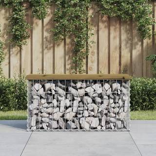 havebænk med gabiondesign 83x31,5x42 cm imprægneret fyrretræ