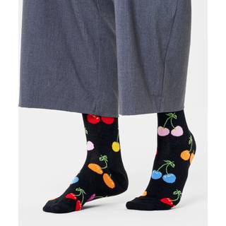 Black Cherry Crew Sock | Colorful Fun Socks - Black, Red, Blue, Orange, Light Pink, Green - 41-46