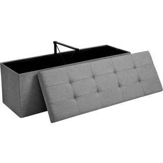 Songmics 120L Foldning Ottoman Bench Storage Box Opbevaring Cube Flipping Lid Shoe Bench Fodskammelbelastningskapacitet på 300 kg lysegrå 110 x 38 x 3