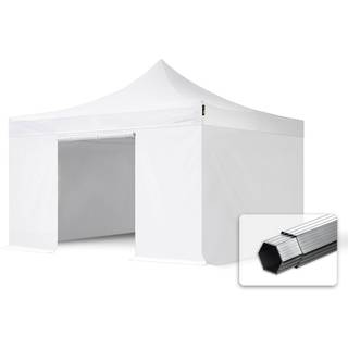 4x4m, aluminium, easy-up-pavillon, 4 sidedele, hvid - (578932)