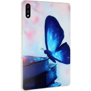 Lenovo Tab P11 Pro Bagside Cover - Fleksibelt Plastik - Blå Sommerfugl