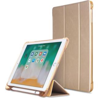 iPad 9.7 (2018-2017) / iPad Air / iPad Air 2 Tri-Fold Flip Cover m. Fleksibel Bagside - Guld