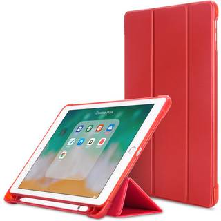 iPad 9.7 (2018-2017) / iPad Air / iPad Air 2 Tri-Fold Flip Cover m. Fleksibel Bagside - Rød