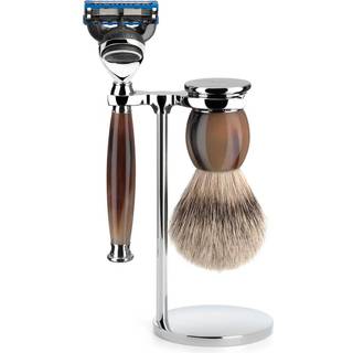 Mühle Barbersæt med Skraber, Silvertip Barberkost, Holder og Skål, Sophist, Genuine Horn