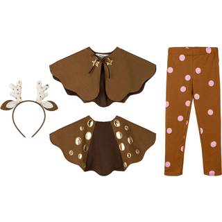 1 stk. Bambi drøm pige kostume - rådyr look, leggings, kappe, pandebånd, 110-116 cm
