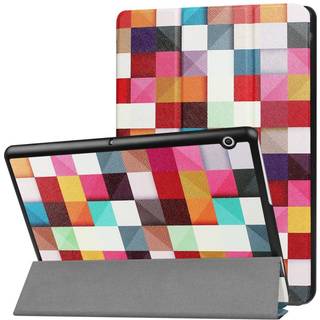 Huawei MediaPad T3 10 9.6" Cover - Tri-Fold Læder Cover "Colorful Squares" Flerfarvet