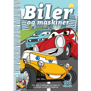 Malebog 96 tegninger - biler og maskiner