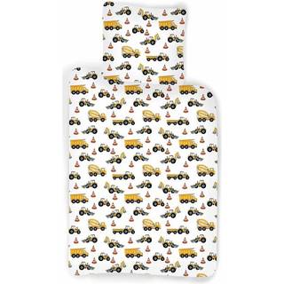 Sengetøj 150x210 cm - Sengesæt med arbejdsbiler - 100% bomuld - Børnesengetøj