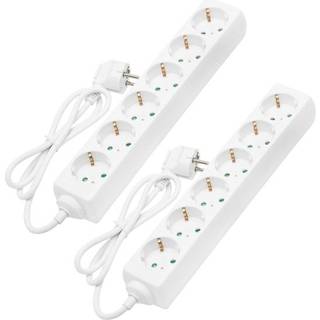 Luxorparts Stikdåse 6-vejs 2-pakke - 1 m