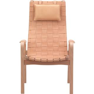 Swedese Primo Armchair High Back Painted Beech / Strap Leather Nature - Lænestole Bøg Beige - 23203|R1012112