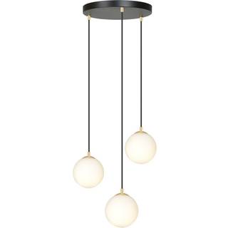 Hængelampe Royal, 3 lyskilder, opal hvid/sort, glas, E14