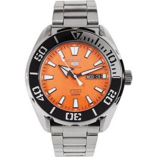 Seiko 5 Sports Silver Stainless Steel Orange Dial Automatic Men's Watch SRPC55K1 RRP £389
