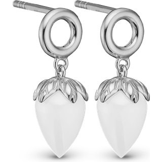 White Chalcedony Ørestikker - Blankpoleret Sterling Sølv m. 1 Kalcedon - Christina
