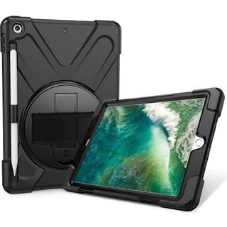 iPad (2018) / iPad (2017) Håndværker Cover m. 360 Graders Håndholder & Ståfunktion - Sort