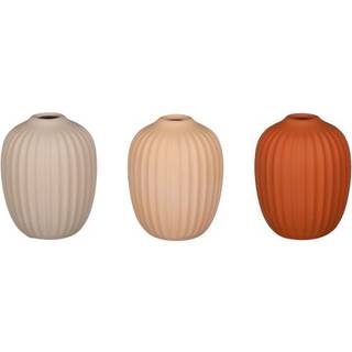 Rillet vase 10 cm høj - Beige