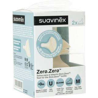 Suavinex Zero Zero Bottle Teat suttehoved M Medium Flow 3 m+ 2 stk. - 2 stk.