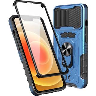 iPhone 13 Håndværker Bagside Cover + Hærdet Glas Skærmbeskyttelse - Blå