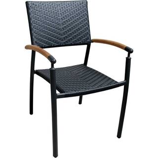 Era havestol sort polyrattan med teak