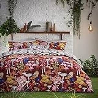Furn furn. Red Amanita Abstract Mushroom Reversible Duvet Cover and Pillowcase Set