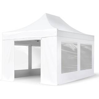 3x6m, aluminium, easy-up-pavillon, 4 sidedele, hvid - (582045)