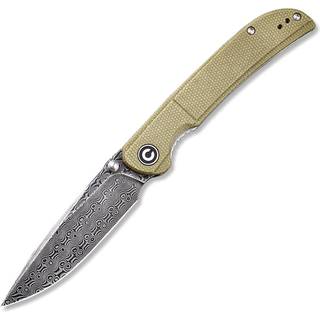 Imperium Damascus foldekniv, olive green micarta