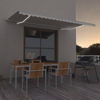 markise m. LED-lys 500x300 cm manuel betjening cremefarvet
