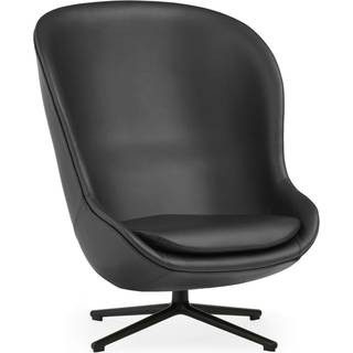 Normann Copenhagen Hyg Lænestol Høj Med Svirvelbase / Aluminium - Lænestole Læder Sort - 603830
