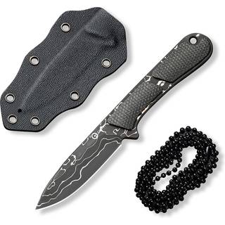 Mini Elementum Fixed Blade Damascus, Dark Green Micarta