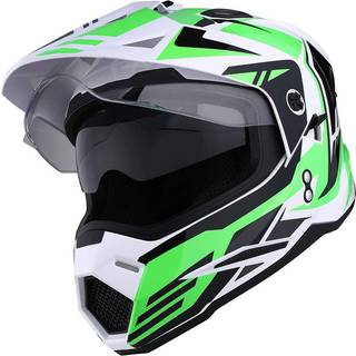 1storm dobbelt sport motorcykel motocross off road fuld ansigt hjelm dobbelt visir stormkraft gr?n st?rrelse l