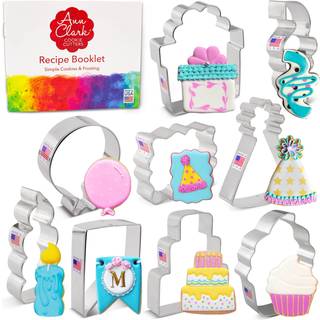 Fødselsdag Cookie Cutters 9-Pc. Sæt lavet i USA af Ann Clark Cake Candle til stede fødselsdagshatplak og mere