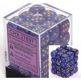 Chessex DICE D6 S?t: skinnende lilla med guld - 12 mm seks -sidet matrice (36) Blok af terninger