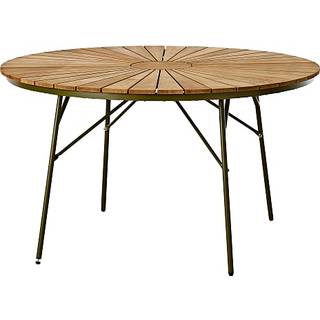 Kerteminde teak havebord Ø130 cm, Grønt stel