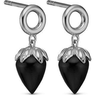 Black Chalcedony Ørestikker - Blankpoleret Sterling Sølv m. 1 Kalcedon - Christina