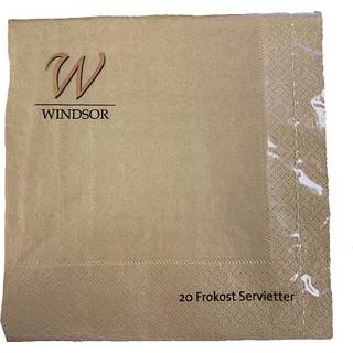 Windsor ensfarvede servietter 33x33 cm 20-pak - guldfarvet (På lager i butik)