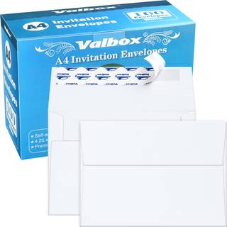 Valbox A4 Photo Convolles 100 Antal 4 X 6 White Kraft Paper Convolles Self Seal til 4x6 kort Fotos Bryllupper Invitationer Babybrusebad 4,25 x 6,