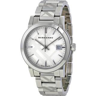 Burberry BU9144 Sølvfarvet checkmønstret urskive dameur