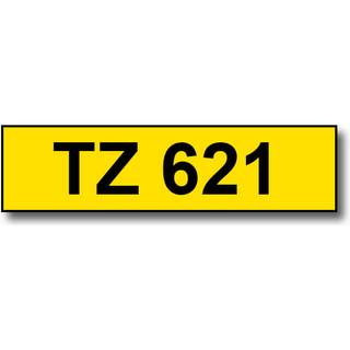 Brother TZe-621 Sort tekst / Gul tape 9 mm x 8 m tape - Kompatibel
