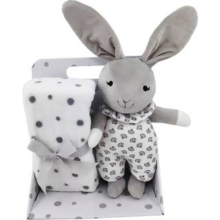 CarloBaby Fleecetæppe Grå Prikker & Kanin