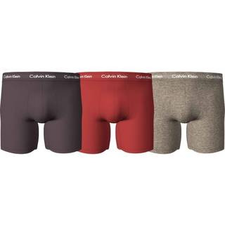 Calvin Klein 3-pak Cotton Stretch Boxer Brief - Red/Brown - Small