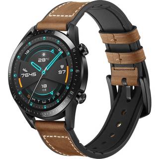 Smartwatch Universal (22mm) Rem af Læder - Mørkebrun / Sort