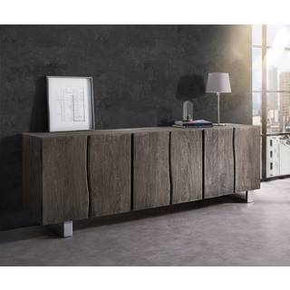 Sideboard Live-Edge 220 cm Akazie Platin massiv 6 Türen - Platin, Silber