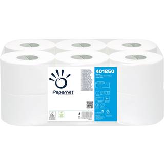 BulkySoft Toiletpapir Jumbo Mini 2-lag P 170 m Hvid Premium Ø20 cm 12 rl (65006)