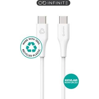 eSTUFF INFINITE 3 m USB-C  til USB-C Kabel 60W - 100% Genbrugsplastik - Hvid