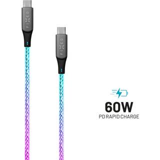 Fixed Lysende LED USB-C til USB-C Kabel 60W 1.2 m - Multifarvet