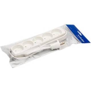5-stikdåse m/1,5m led. m/pillesikring hvid