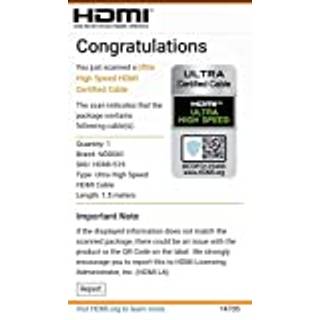 NÖRDIC CERTIFIED CABLES 1,5m Ultra High Speed HDMI2.1 8K 60Hz 4K 120Hz 144Hz 48Gbps Dynamic HDR eARC Game Mode VRR Dolby ATMOS guldbelagt PVC hvid