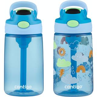 Contigo b?rn vandflaske med redesignet autospout halm 14 oz. 2 Pack Blue Poppy og Periwinkle & Blue Poppy med Periwinkle og ind i skyerne