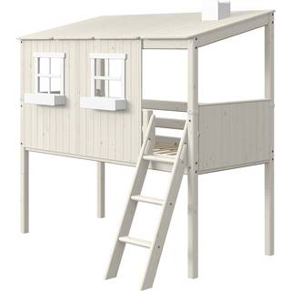 Højseng 120 Cm Med Hus, Stige Og Sengehest, 90x200 Cm, Hvid