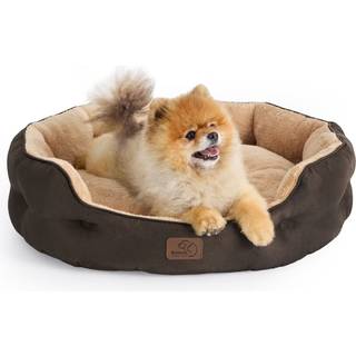 Sengesure hundesenge til små hunde - runde kattebed til indendørs kattevaskbar kæledyrseng til hvalp og killing med slipbestandig bund 25 tommer